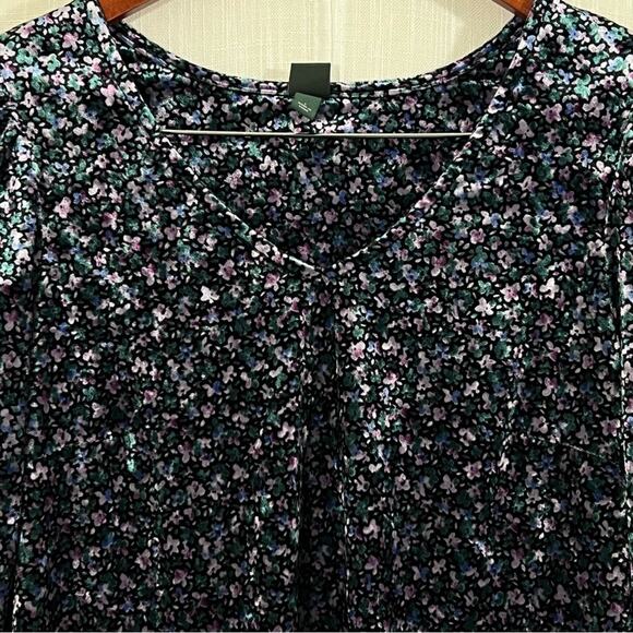 Wild Fable Velvet Floral Long Sleeve Puff Shoulder Boho Dress Size L - Picture 3 of 15